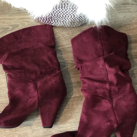 Shoes - Elegant Burgundy Suede Women's Boots